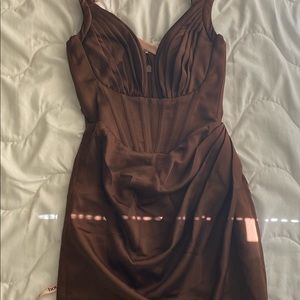 Chocolate Satin Corset Dress